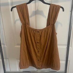 Lane Bryant Brown Sleeveless Button-Down Blouse